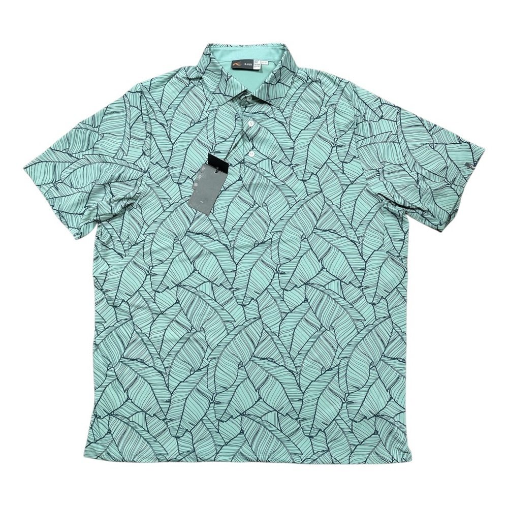 NWT Kjus Golfer Polo Seaglass Green Floral UPF 50 Comfort Fit Shirt Mens 2XL
